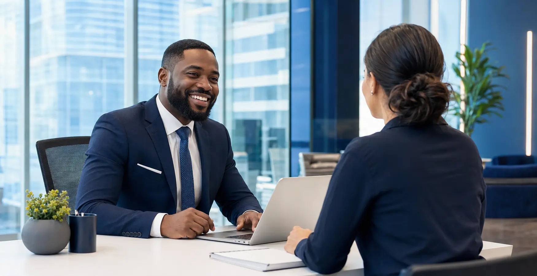 A Nexasphere advisor welcoming a business client